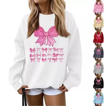 Женская повседневная толстовка с капюшоном и круглым вырезом, длинными рукавами и бантом L чёрный