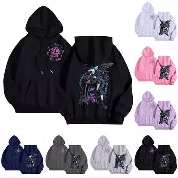 Женская повседневная толстовка с капюшоном и круглым вырезом, длинными рукавами и принтом L чёрный