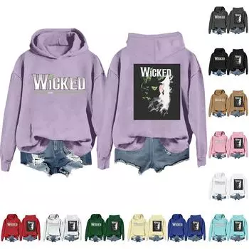 Женская повседневная толстовка с капюшоном и принтом ведьмы с длинными рукавами XXXXXL чёрный