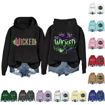 Женская повседневная толстовка с капюшоном и принтом ведьмы с длинными рукавами XXXL красный