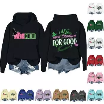 Женская повседневная толстовка с капюшоном и принтом ведьмы с длинными рукавами L бежевый