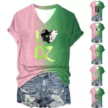 Женская повседневная толстовка с круглым вырезом и коротким рукавом с принтом и карманом L армия зеленый