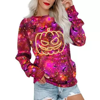 Женская повседневная толстовка с принтом, свитшот с рукавами-заглушками и карманом XL