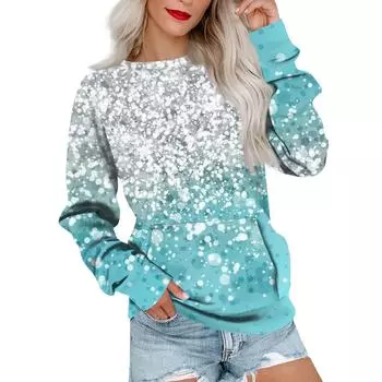 Женская повседневная толстовка с принтом, свитшот с рукавами-заглушками и карманом XL