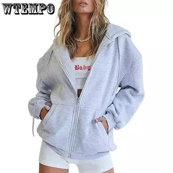 Женская повседневная толстовка-свитшот на молнии с подкладкой из шерпы, куртка большого размера, плюшевое пальто M чёрный