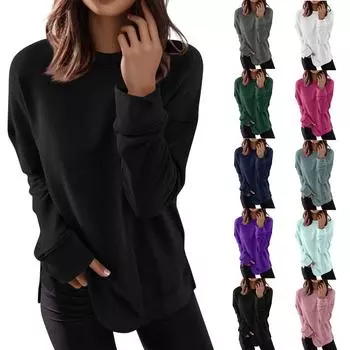 Женская повседневная толстовка, свободный мягкий свитер с длинным рукавом, топы, пуловеры, женские топы L чёрный