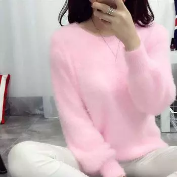 Женская повседневная трикотажная рубашка с длинным рукавом One size розовый