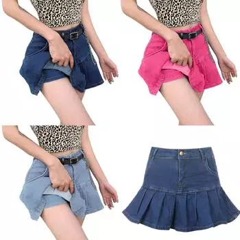 Женская повседневная юбка, сексуальные джинсы с высокой талией, тонкая джинсовая ткань с защитой от скрытой стрельбы S