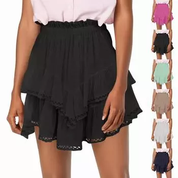 Женская повседневная юбка в стиле бохо с плиссировкой и высокой талией для гольфа и тенниса XXL хаки