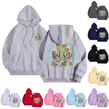 Женская повседневная удобная плюшевая кофта с длинным рукавом и свободным воротом с принтом L бежевый