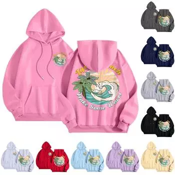 Женская повседневная удобная плюшевая кофта с длинным рукавом и свободным воротом с принтом L бежевый