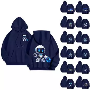 Женская повседневная удобная плюшевая кофта с длинным рукавом и свободным воротом с принтом L синий