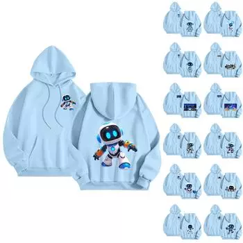 Женская повседневная удобная плюшевая кофта с длинным рукавом и свободным воротом с принтом L синий