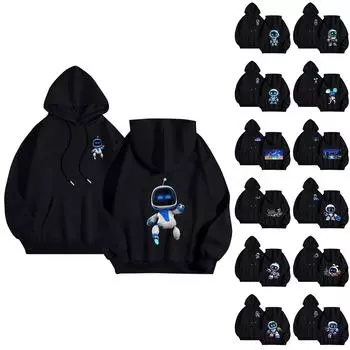 Женская повседневная удобная плюшевая кофта с длинным рукавом и свободным воротом с принтом L синий