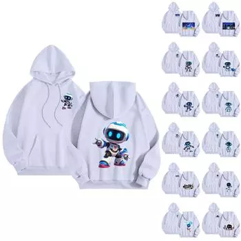 Женская повседневная удобная плюшевая кофта с длинным рукавом и свободным воротом с принтом L синий