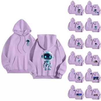 Женская повседневная удобная плюшевая кофта с длинным рукавом и свободным воротом с принтом L синий