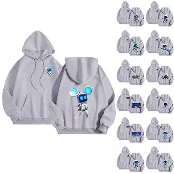 Женская повседневная удобная плюшевая кофта с длинным рукавом и свободным воротом с принтом L синий