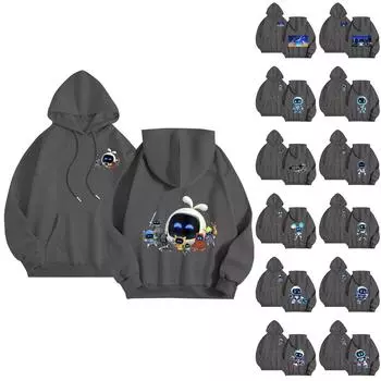 Женская повседневная удобная плюшевая кофта с длинным рукавом и свободным воротом с принтом L синий