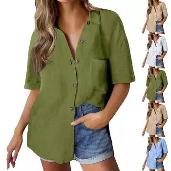 Женская повседневная удобная темпераментная повседневная однотонная женская рубашка с лацканами повседневные топы XL