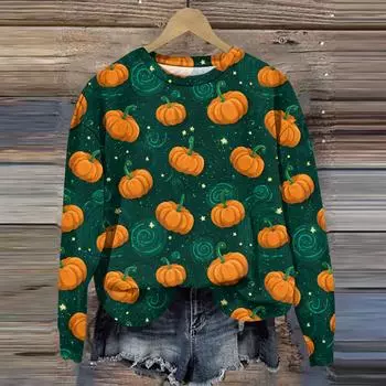 Женская повседневная удобная толстовка с круглым вырезом и длинным рукавом с принтом бейсбола XL зелёный