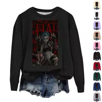 Женская повседневная удобная толстовка с круглым вырезом и длинным рукавом с принтом Arcane L бежевый