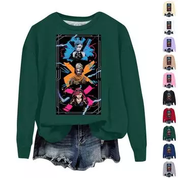 Женская повседневная удобная толстовка с круглым вырезом и длинным рукавом с принтом Arcane L бежевый