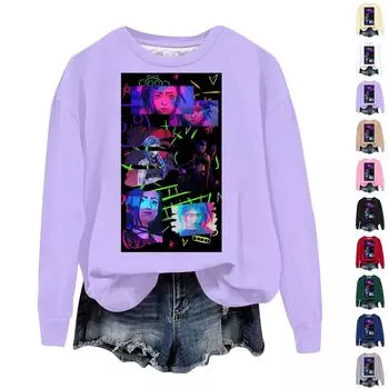 Женская повседневная удобная толстовка с круглым вырезом и длинным рукавом с принтом Arcane L бежевый