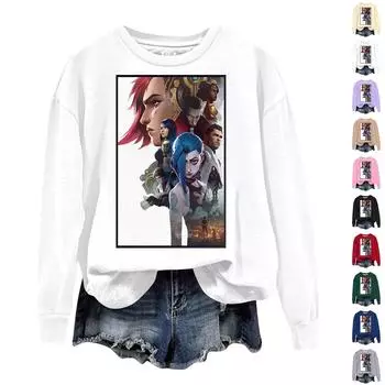 Женская повседневная удобная толстовка с круглым вырезом и длинным рукавом с принтом Arcane L бежевый