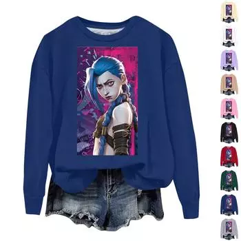 Женская повседневная удобная толстовка с круглым вырезом и длинным рукавом с принтом Arcane L бежевый