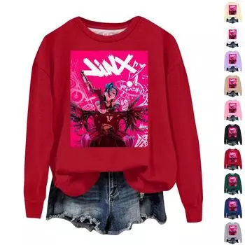 Женская повседневная удобная толстовка с круглым вырезом и длинным рукавом с принтом Arcane L бежевый