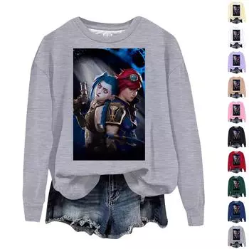 Женская повседневная удобная толстовка с круглым вырезом и длинным рукавом с принтом Arcane L бежевый