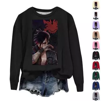 Женская повседневная удобная толстовка с круглым вырезом и длинным рукавом с принтом Arcane L бежевый