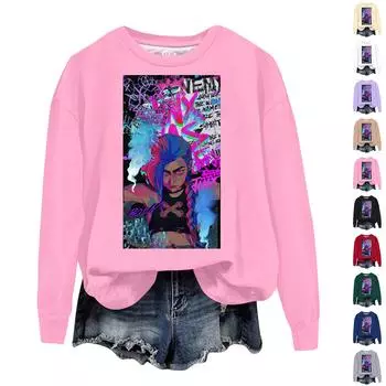 Женская повседневная удобная толстовка с круглым вырезом и длинным рукавом с принтом Arcane L бежевый