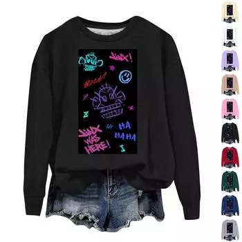 Женская повседневная удобная толстовка с круглым вырезом и длинным рукавом с принтом Arcane L бежевый