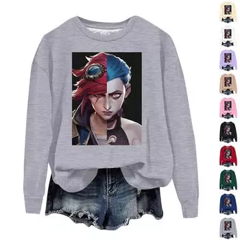 Женская повседневная удобная толстовка с круглым вырезом и длинным рукавом с принтом Arcane L бежевый