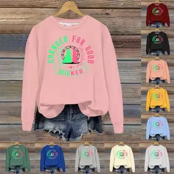 Женская повседневная удобная толстовка с круглым вырезом и длинными рукавами с принтом «Ведьма» L бежевый