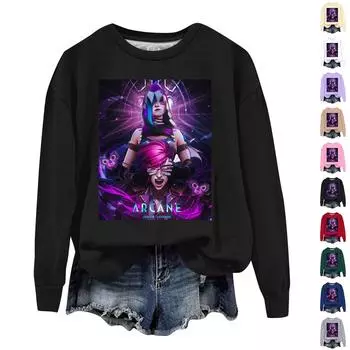 Женская повседневная удобная толстовка с круглым вырезом и длинным рукавом с принтом Arcane L бежевый