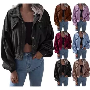 Женская повседневная вельветовая блузка с длинными рукавами и V-образным вырезом, повседневная блузка из 95% полиэфира, топы M чёрный