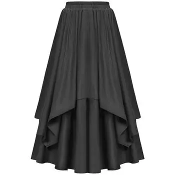 Женская повседневная винтажная однотонная юбка нестандартного кроя в стиле суда M чёрный