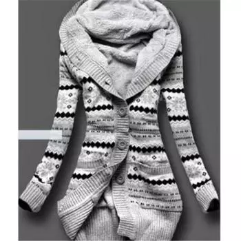 Женская повседневная зимняя утепленная кашемировая куртка с длинными рукавами, кардиган, вязаное пальто S