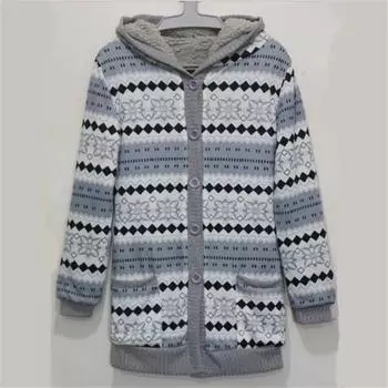 Женская повседневная зимняя утолщенная кашемировая куртка с длинным рукавом Кардиган Вязаное пальто S