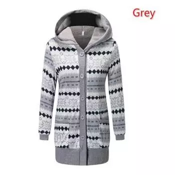 Женская повседневная зимняя утолщенная кашемировая куртка с длинным рукавом Кардиган Вязаное пальто S