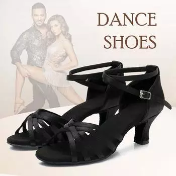 Женская праздничная обувь для танго, бальных танцев, латинского вальса, обувь для девочек на высоком каблуке 5 см 34 коричневый
