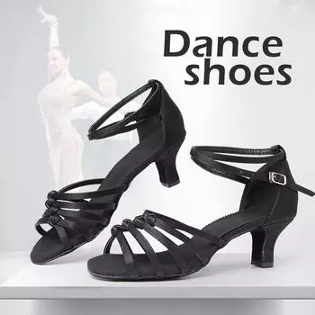 Женская праздничная обувь для танго, бальных танцев, латинского вальса, обувь для девочек на высоком каблуке 5 см 34 коричневый