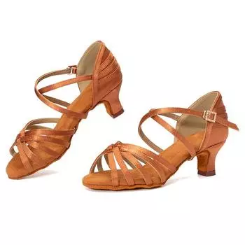 Женская праздничная обувь для танго, бальных танцев, латинского вальса, обувь для девочек на высоком каблуке 5 см 34 чёрный