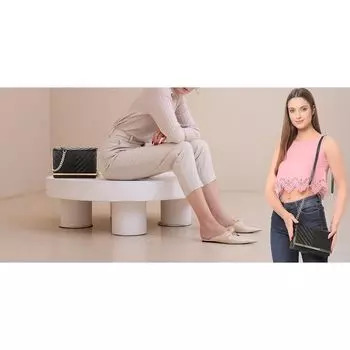 Женская праздничная сумка-слинг для девочек. 9 x 3 x 5 in чёрный