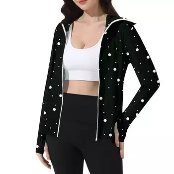 Женская принтованная куртка от солнца с капюшоном, из ледяного шелка, легкая, с длинным рукавом L чёрный