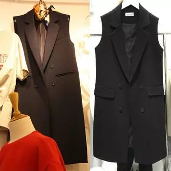 Женская профессиональная приталенная куртка-жилет на весну и осень M чёрный