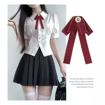 Женская профессиональная рабочая одежда с воротником-стойкой, черный, с маленьким галстуком-бабочкой