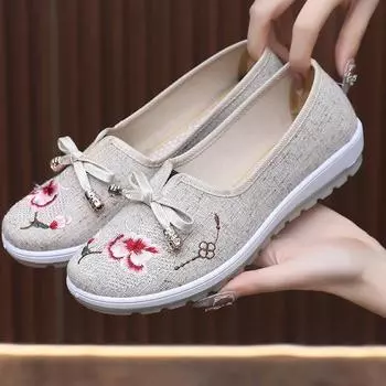 Женская прогулочная обувь без шнуровки. Дышащая повседневная обувь на плоской подошве. Легкие лоферы с низким берцем. Туфли на плоской подошве с круглым носком. Удобные лоферы. Кроссовки для женщин. 35 бежевый